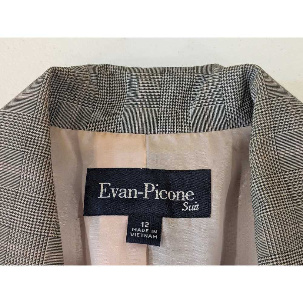 Evan Picone Suit Blazer Gray Plaid Career Business Women's Size 12‎ - Picture 7 of 9